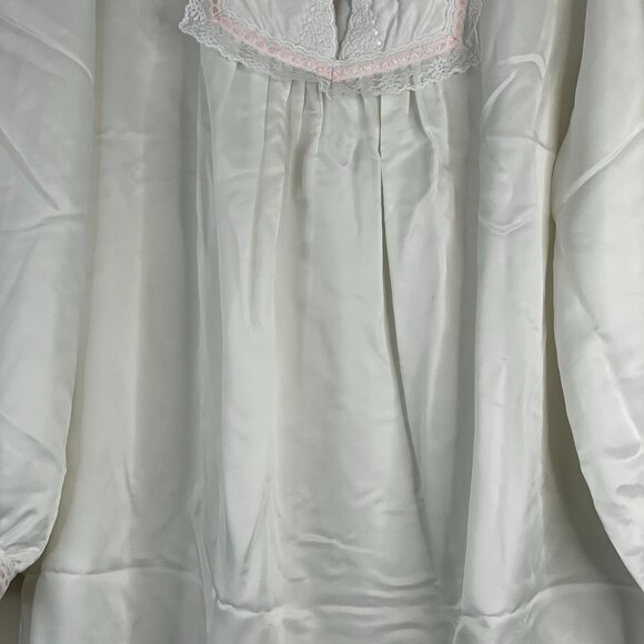 Barbizon Vintage Silky Satin Nightgown Large Floral Embroidered Lace Trim Dainty - Picture 8 of 14